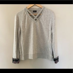 Sweater with Flower Cuff Detail